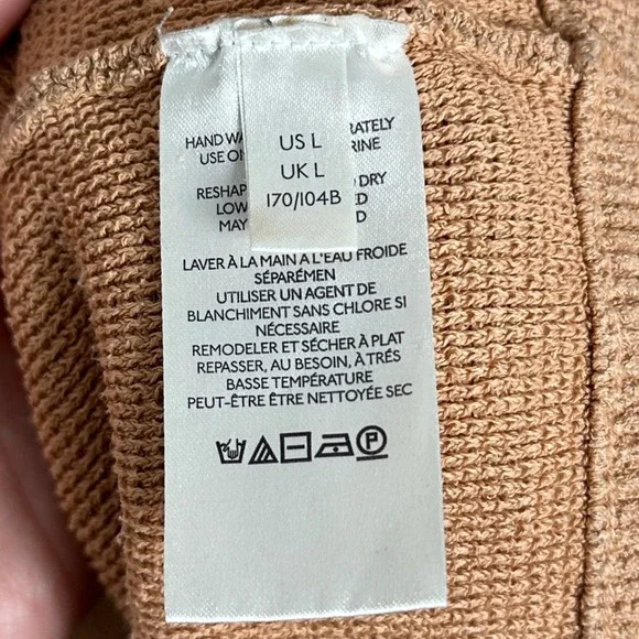 Free People Taupe Ottoman Slouchy Tunic Sweater Dress Size Large Knit Bohemian - Picture 6 of 13